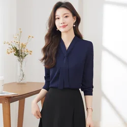 AIyssa-Professional Long-Sleeved Shirt for Women, Simple Atmosphere, High Quality, New Fashion, Spring and Summer 2024