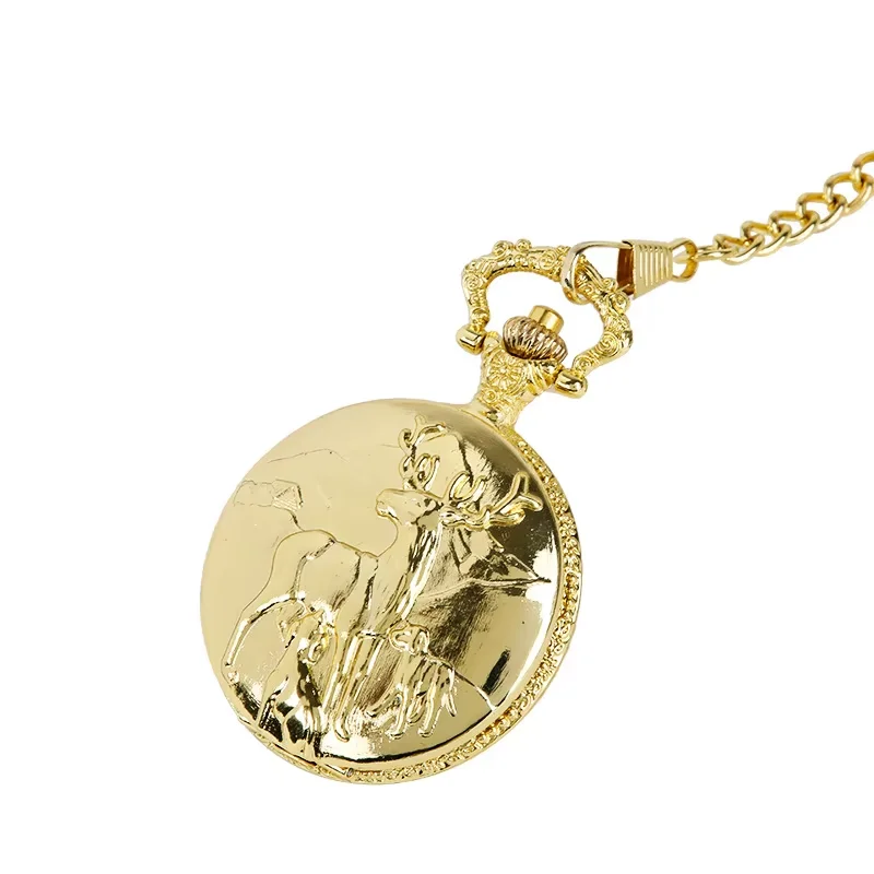 1038   Large bronze embossed cruise ship pocket watch European and American style pirate ship retro thick chain pocket watch