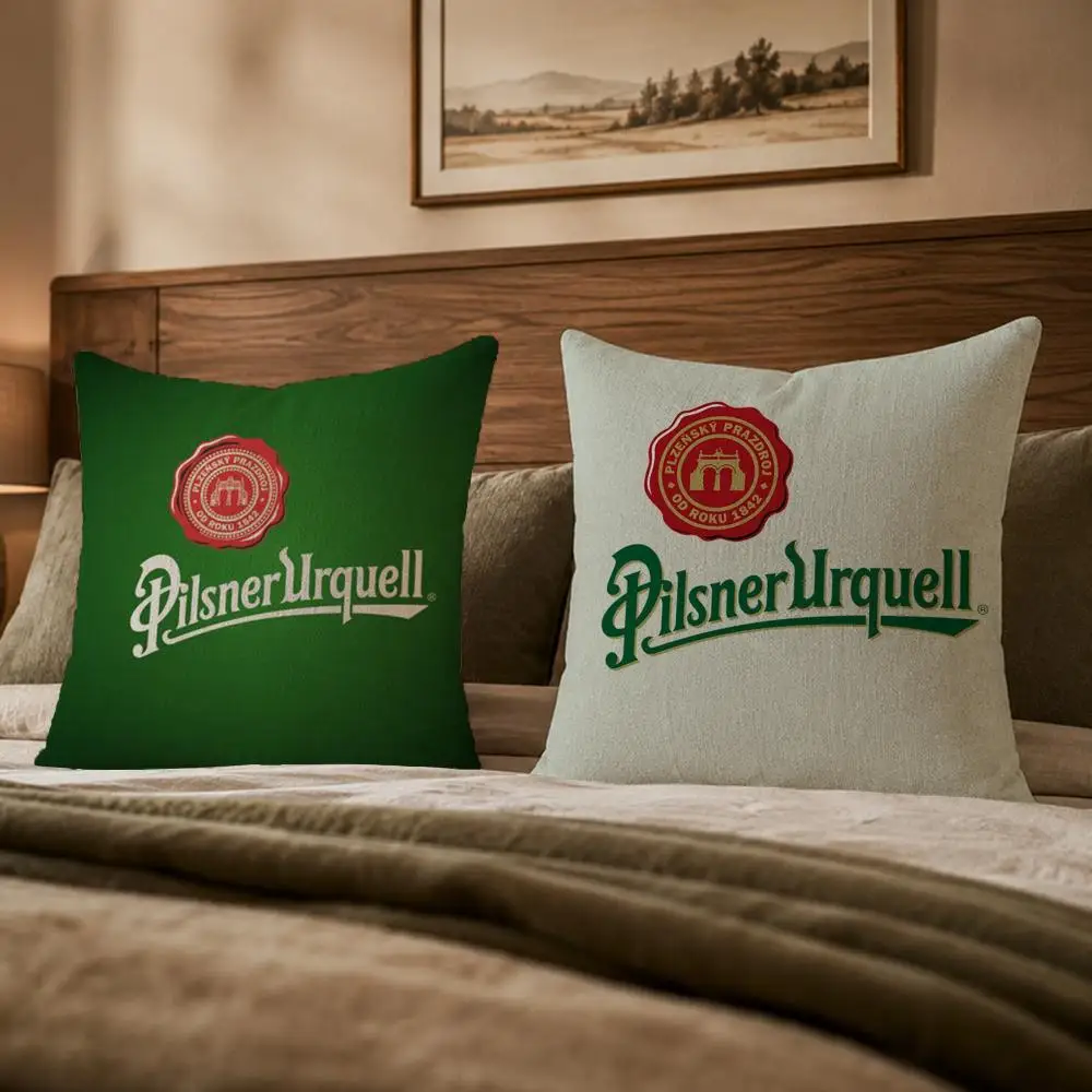 Beer Brand P-Pilsner UrquellS Cushion Cover Ultra Soft Throw Pillow Cover Skin Friendly for Sofa Bed Home Decor Gift