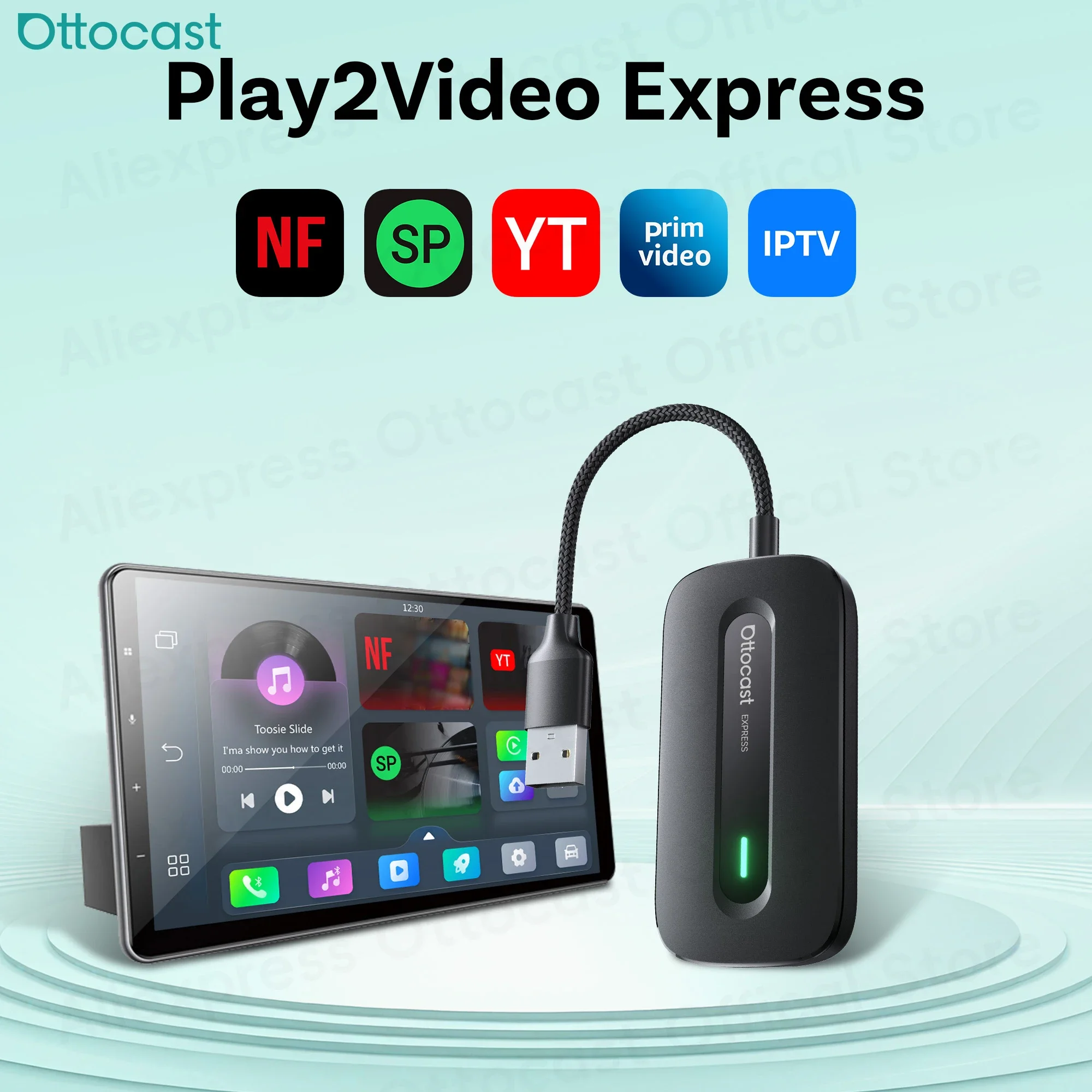 OTTOCAST Play2Video Express ワイヤレスCarPlay Android Auto AI
