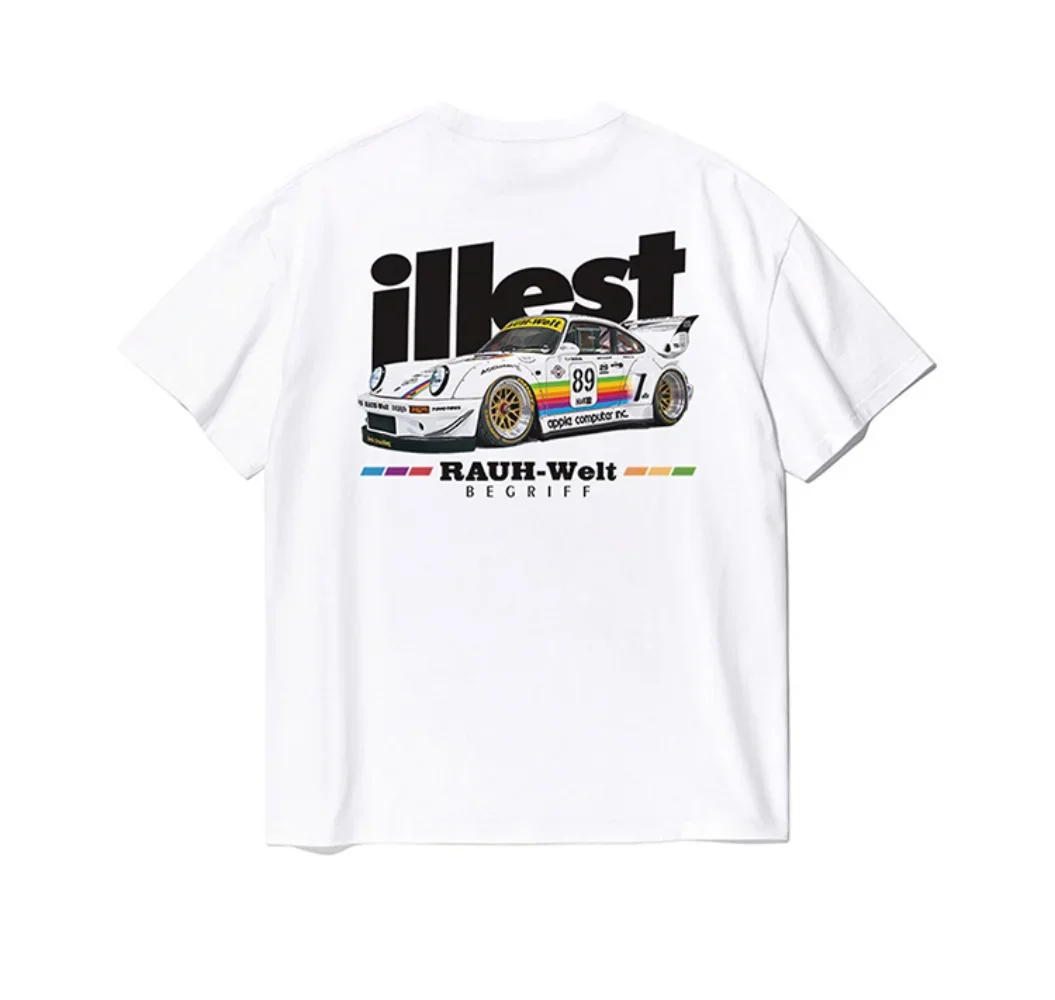 2026 Men's Oversized T Shirt Vintage Modified Sports Car Graphic Print Short Sleeve Cotton Streetwear Unisex Tee