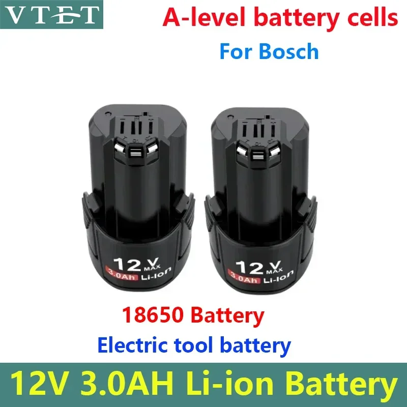 2024 New 12V 3000Mah  Bat411 Backup Batteries for Bosch Bat412a, Bat413a, D-70745GOP, 2607336013, 2607336014, PS20-2 in 18650