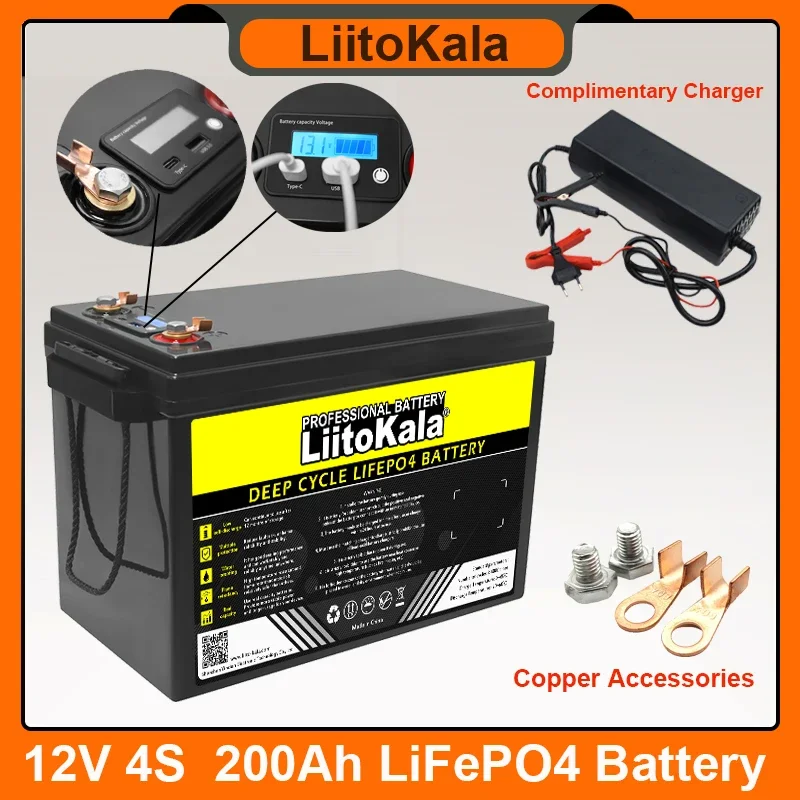 LiitoKala 12V 310Ah 180ah 120Ah 200ah battery LiFePO4 phosphate for 12.8V Golf cart Motorcycle Car motor batteries modification