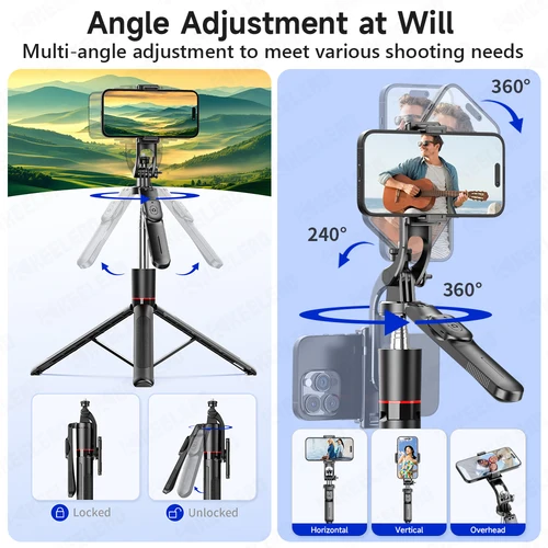 Imagen 2 del producto KEELEAD Trípode estable de 1708 mm Soporte extensible para teléfono con palo de selfie para teléfono móvil 360 °   Disparo Panorámico F16 para Iphone Xiaomi
