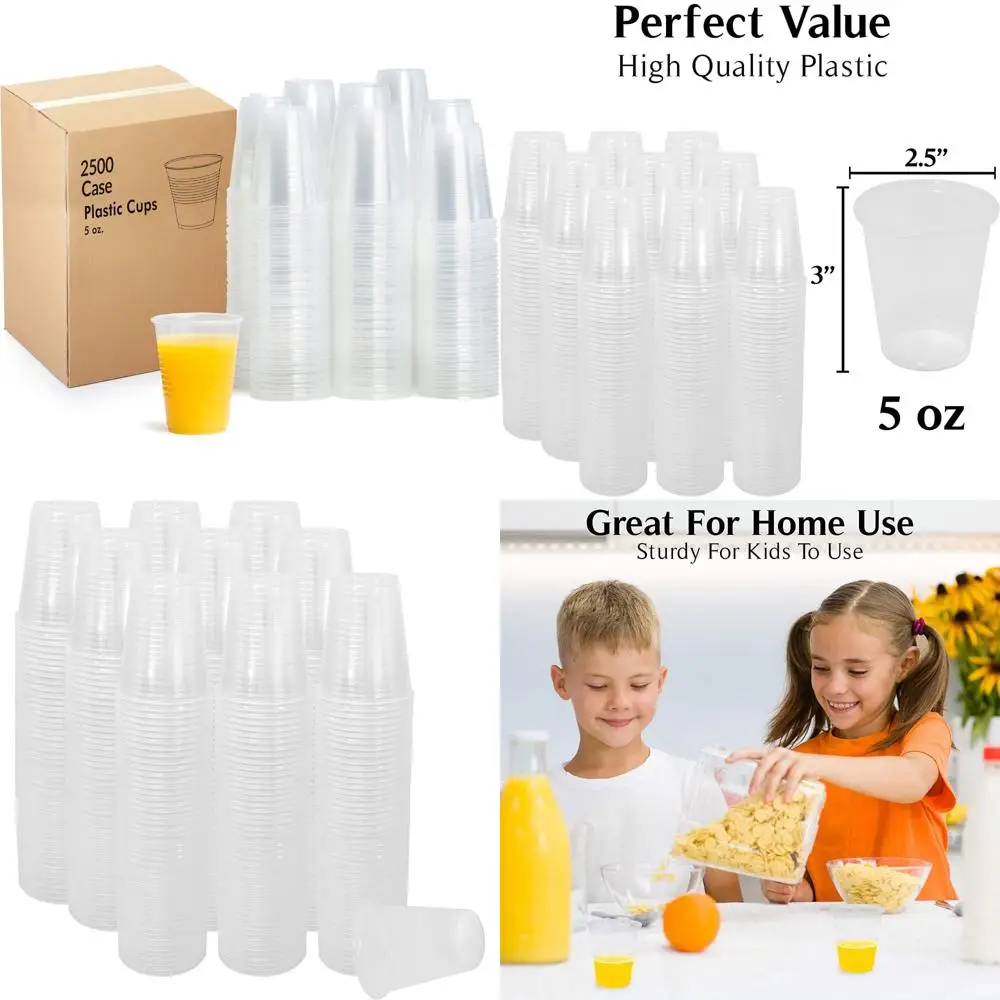 

Upper Midland Products 5 oz Cups Disposable Plastic Bulk 2500 Case, These Small Disposable Translucent Cups Are Extra Sturdy, Sm