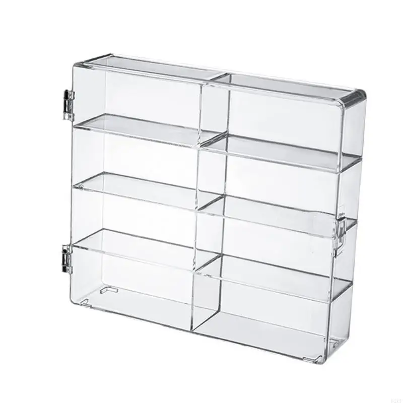 62CF Clear Acrylic Display Case 8 Compartments Storage Box for Model Car and Figures Transparent Acrylic Toy Car