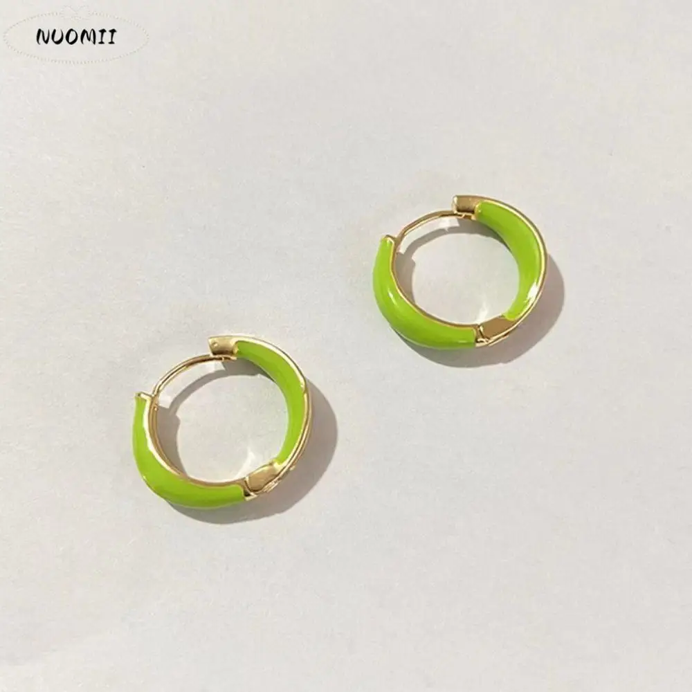 العصرية دائرة المينا هوب أقراط مجوهرات اكسسوارات سبيكة نازف النفط القرط بلون هوب الأذن مشبك هدية #1