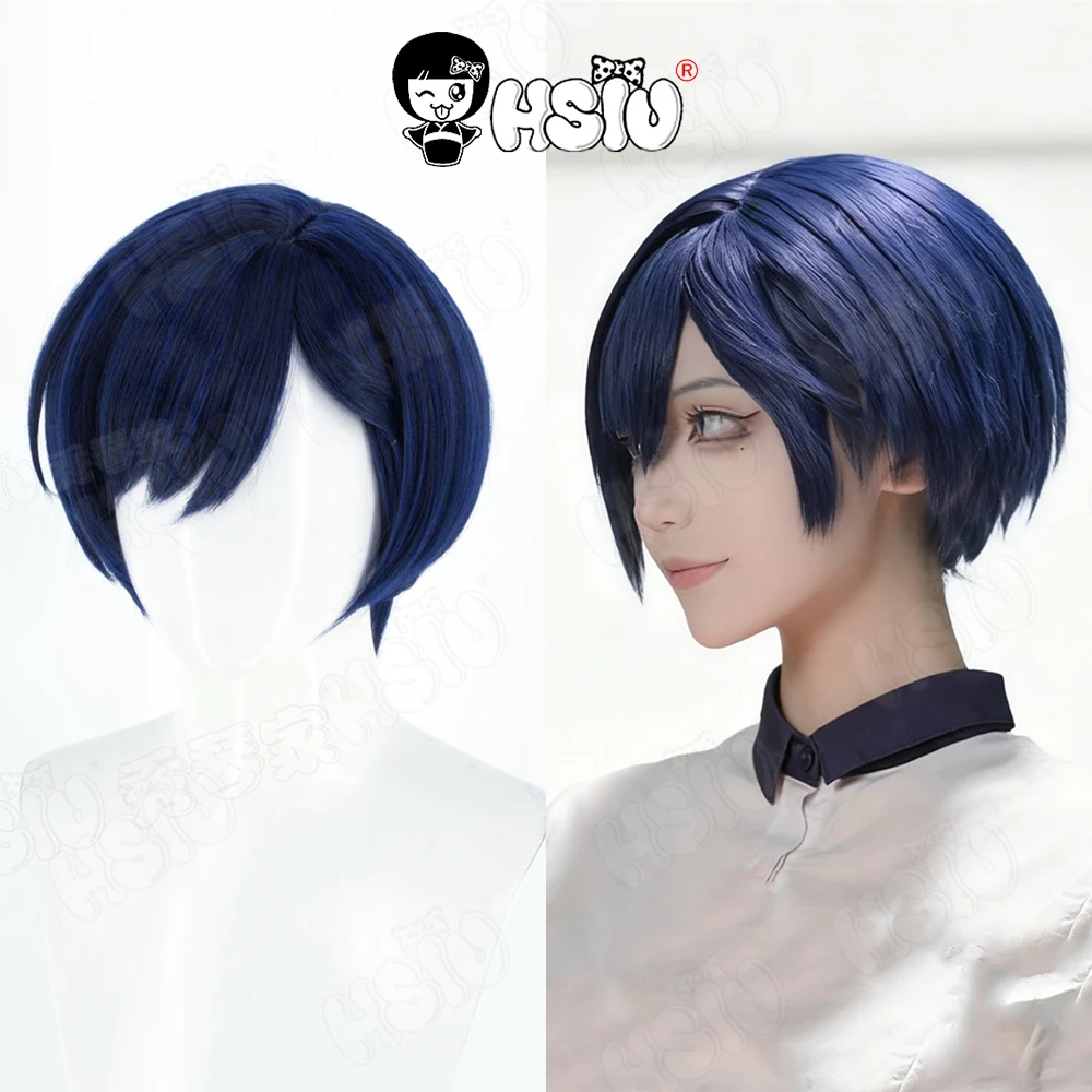 

YoonGaram Косплей Парик HSIU 30 см синий черный короткие волосы Синтетический парик + шапочка для парика Комиксы Norigae YoonGaram косплей