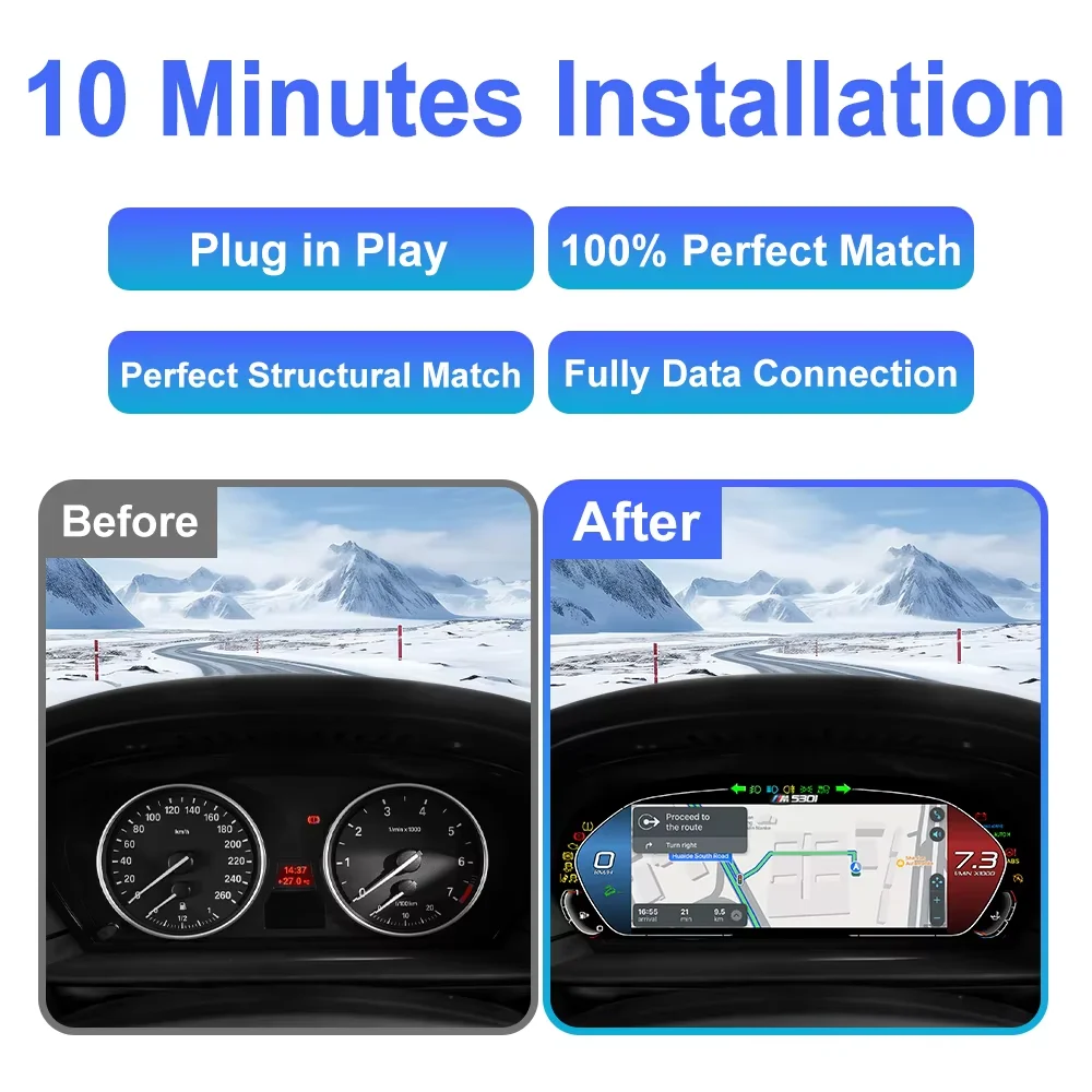 M Sport 12.3 بوصة سيارة عداد المسافات الرقمي شاشة Carplay لسيارات BMW 5 Series E60 E60 سرعة متر قمرة القيادة الافتراضية LCD العنقودية الرقمية