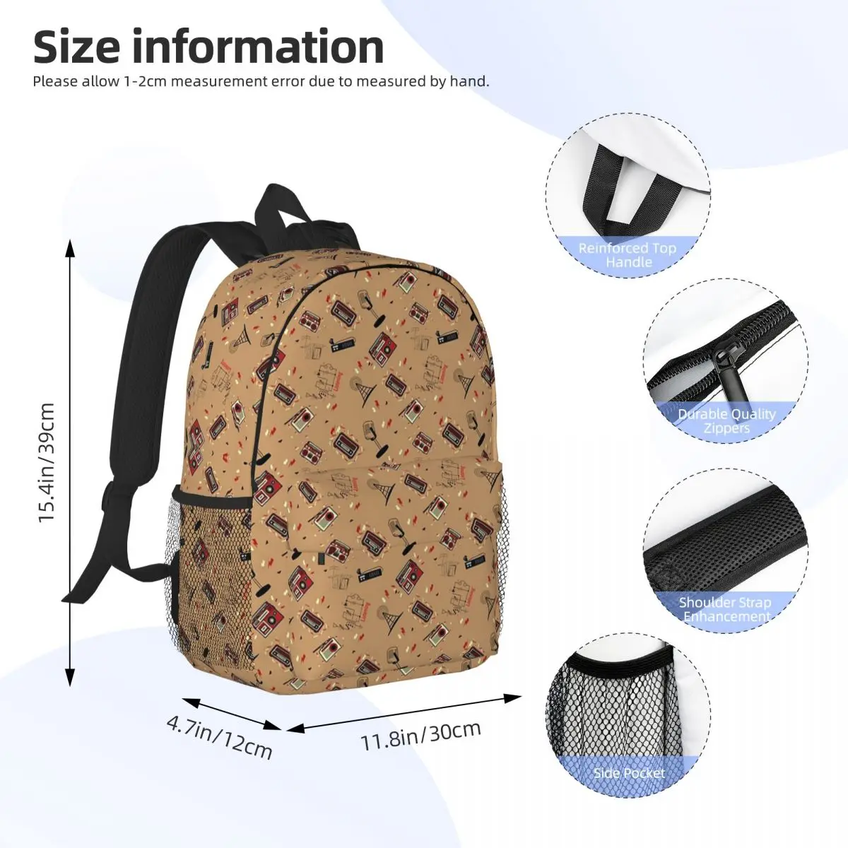 Radio, HAM Radio, Amateur Radio Enthusiast Pattern Backpacks Teenager Bookbag Children School Bags Travel Rucksack Shoulder Bag