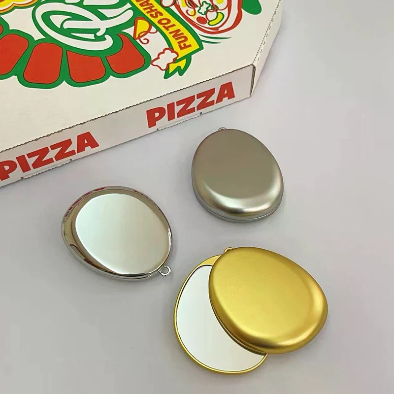 Espejo cosmético de doble cara con forma de ostra, espejo plegable deslizante, espejo de mano para niñas, espejo de tocador compacto irrompible