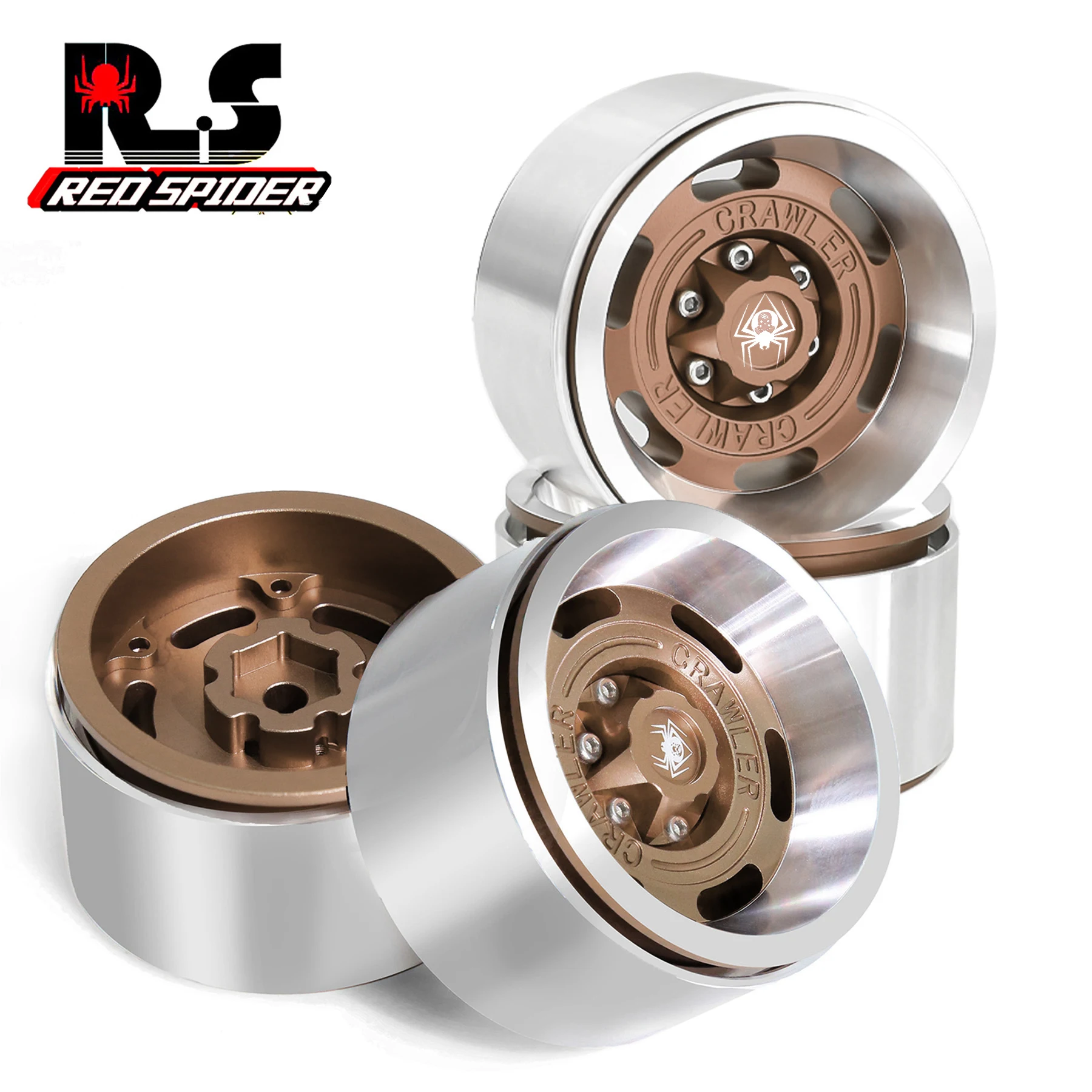 1.9 Metal Beadlock Wheels for 1/10 RC Crawler/Trail Truck, Compatible with Axial SCX10/Capra/TRX-4