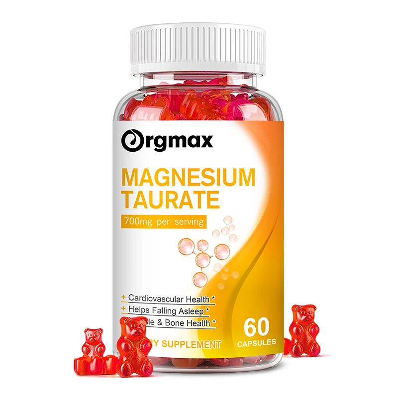 Magnesium Taurine Gummies Nutrition Diet Blood Pressure Balance Sleep Quality Stress&Anxiety Relief Immune Digestive Health