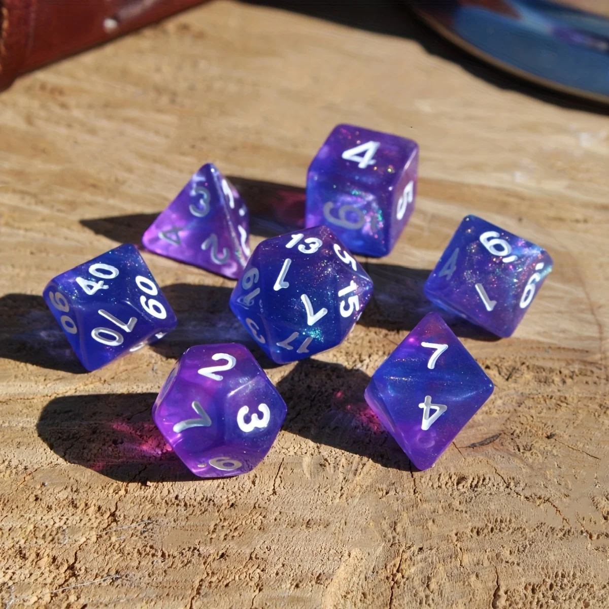 7Pcs/Set Indigo Depths Galaxy Starry Sky Dice for DND Dungeons and Dragons Table Games D&D RPG Tabletop Roleplaying