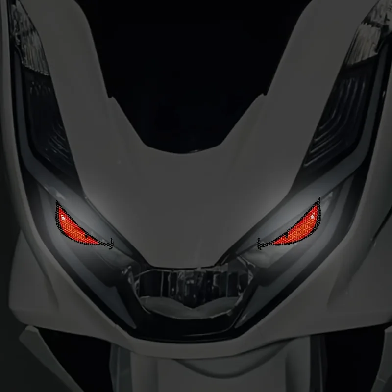 1PairReflective Demon Eye Vinyl Stickers, Multi Colors Optional, Motorcycle Headlight Decor Decals, Waterproof Angry Eye Pattern