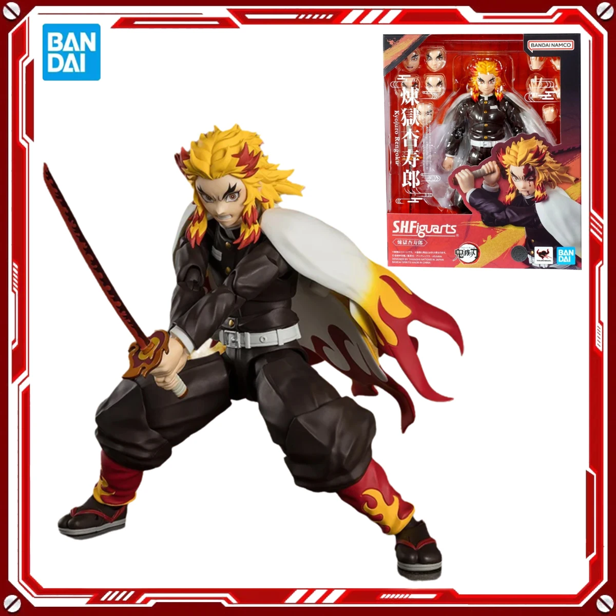 

Bandai Genuine Demon Slayer Anime Rengoku Kyoujurou Toys S.H.Figuarts Action Figure Assembly Model Gift for Kids School