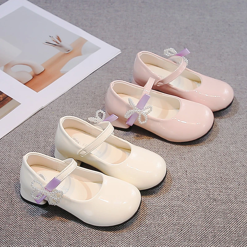 Girls Dance Shoes Glossy Pu Leather for Kids Children Fashion Shoes Party Wedding 2026 New Kids Princess Shoes Non-slip