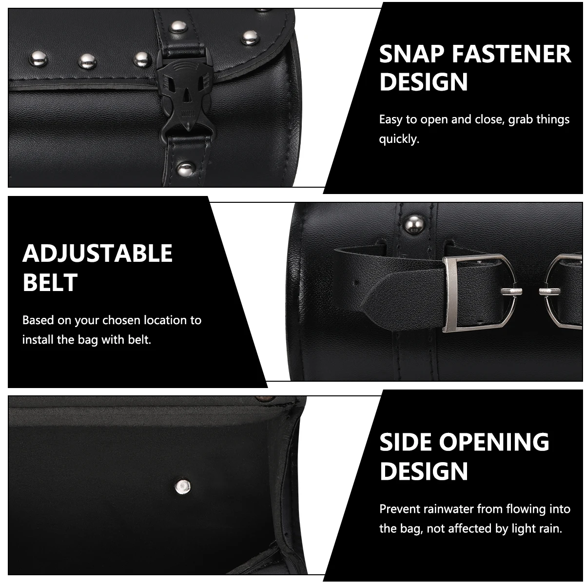 

Motorcycle Side Bags Waterproof Saddlebags Storage Tool Mobile Bag Synthetic Durable PU Studs Practical Design Bike