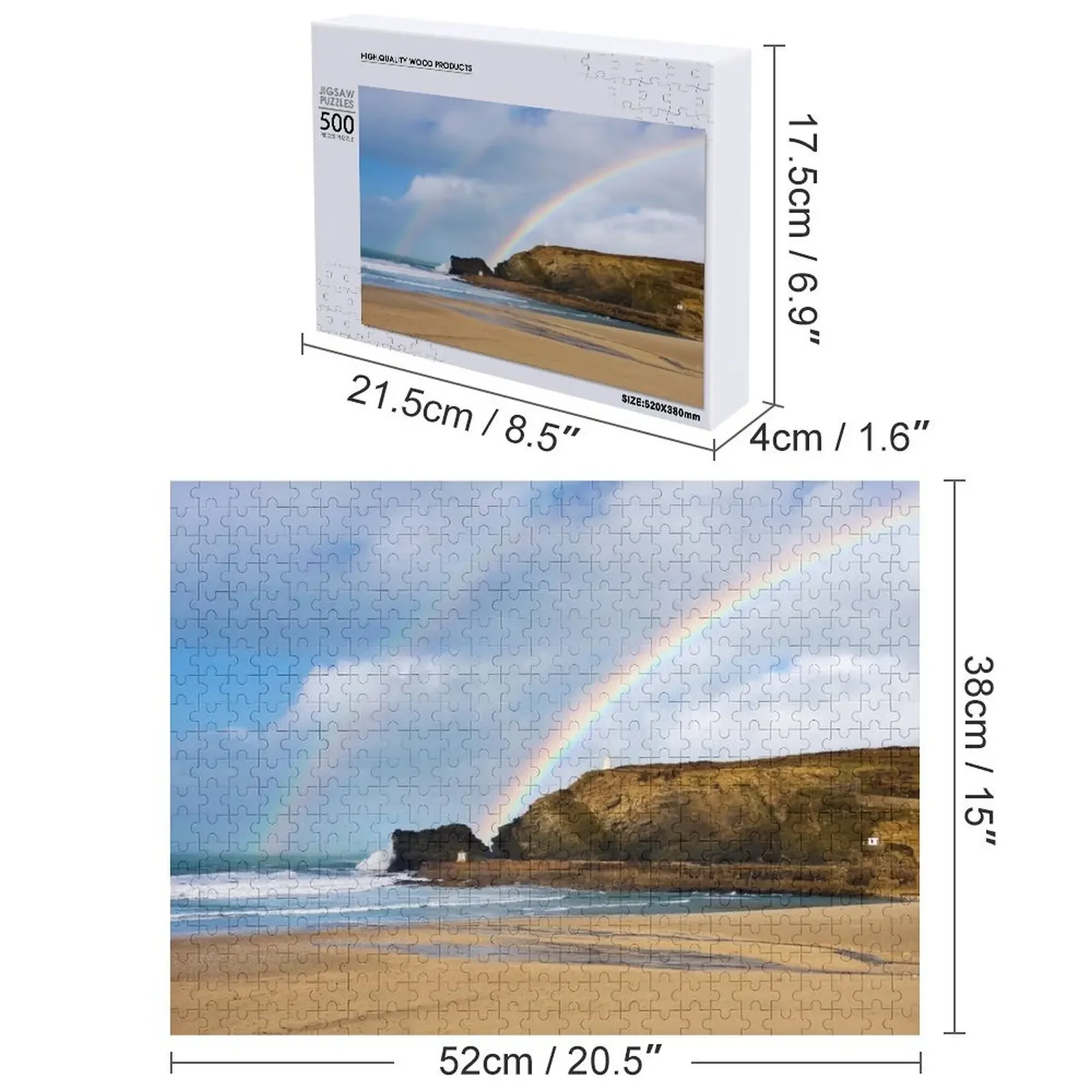 จิ๊กซอว์รูปสายรุ้งเหนือภาพเหมือน ของเล่นไม้ ปรับแต่งชื่อได้ สำหรับเด็ก