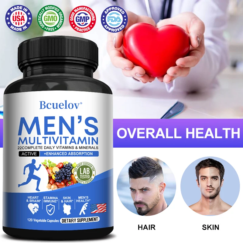 Men\'s Multivitamin with Vitamins A, C, D, E and Zinc for Skin, Brain, Hair, Immune Health, Vitamin B12 Calcium and More