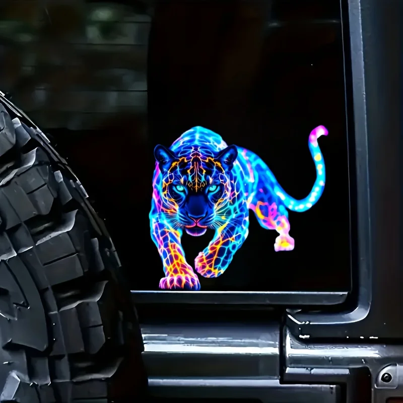 1PC Vibrant Neon Leopard Motorcycle Stickers Waterproof for Scooter Fuel Tank Front Fairing Vinyl Decals Car Window Decoration