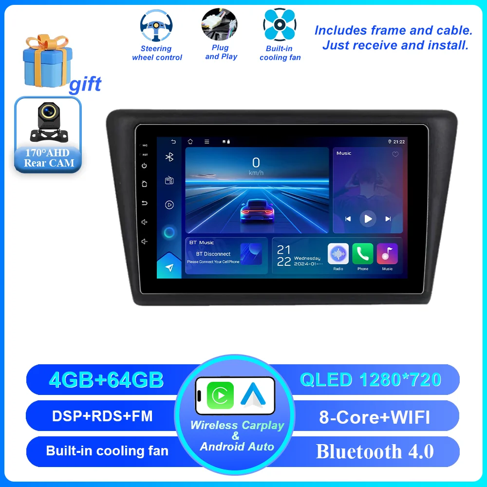 Android 16 Carplay Car Radio For VW Skoda Rapid 2013 2014 2015 2016 2017 2018 2019 Seat Toledo 2015 - 2018 GPS Multimedia Stereo image 3