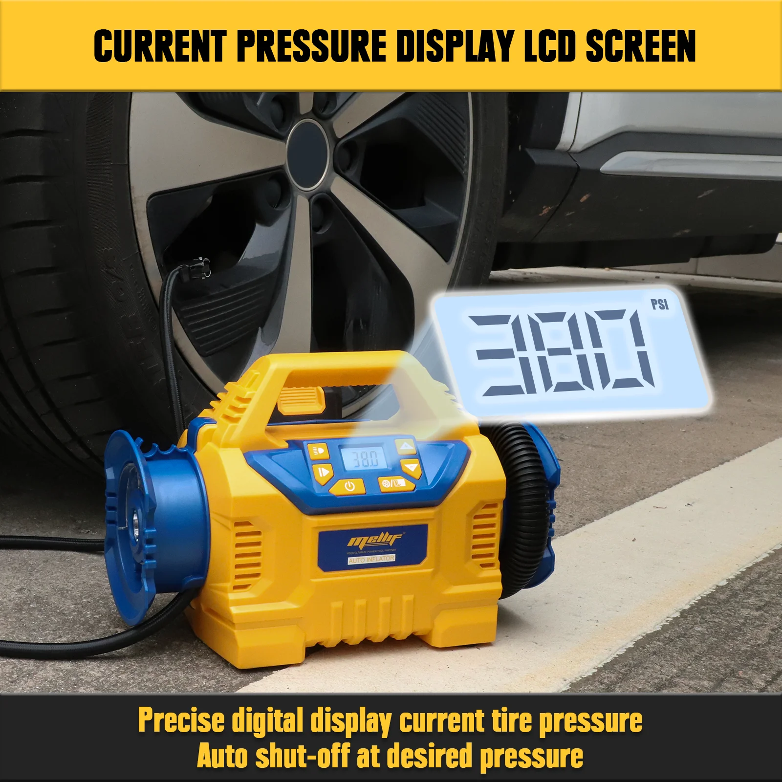 Cordless Tire Inflator for Dewalt 18V 20V Battery 160 PSI High Pressure Air Compressor for Ball, Tire, Swim Toys(with battery)