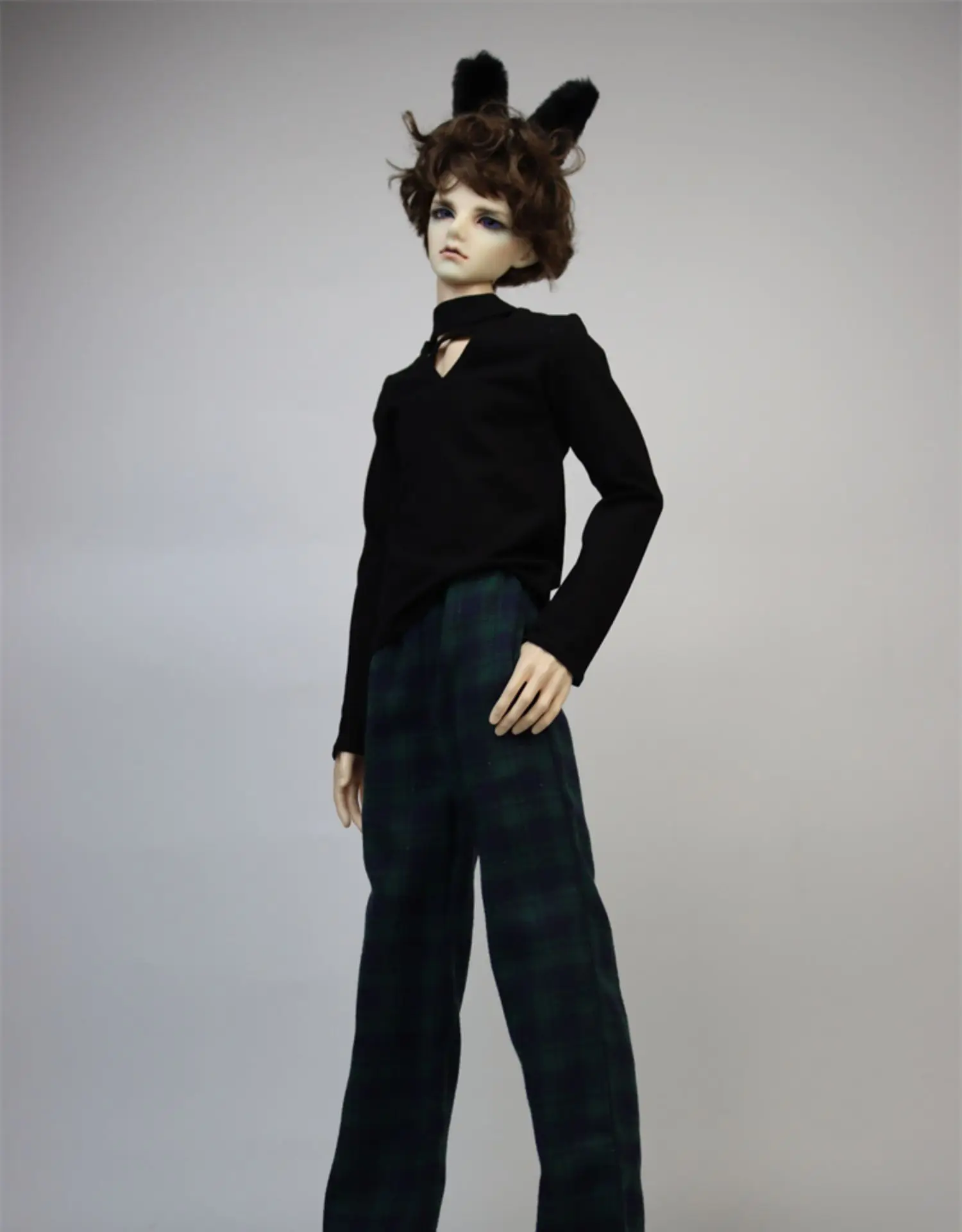 D04-B242 de juguete hecho a mano para niños, ropa BJD/SD, tío SD17 POPO68, pantalones con abertura a cuadros negros y rojos, 1 piezas