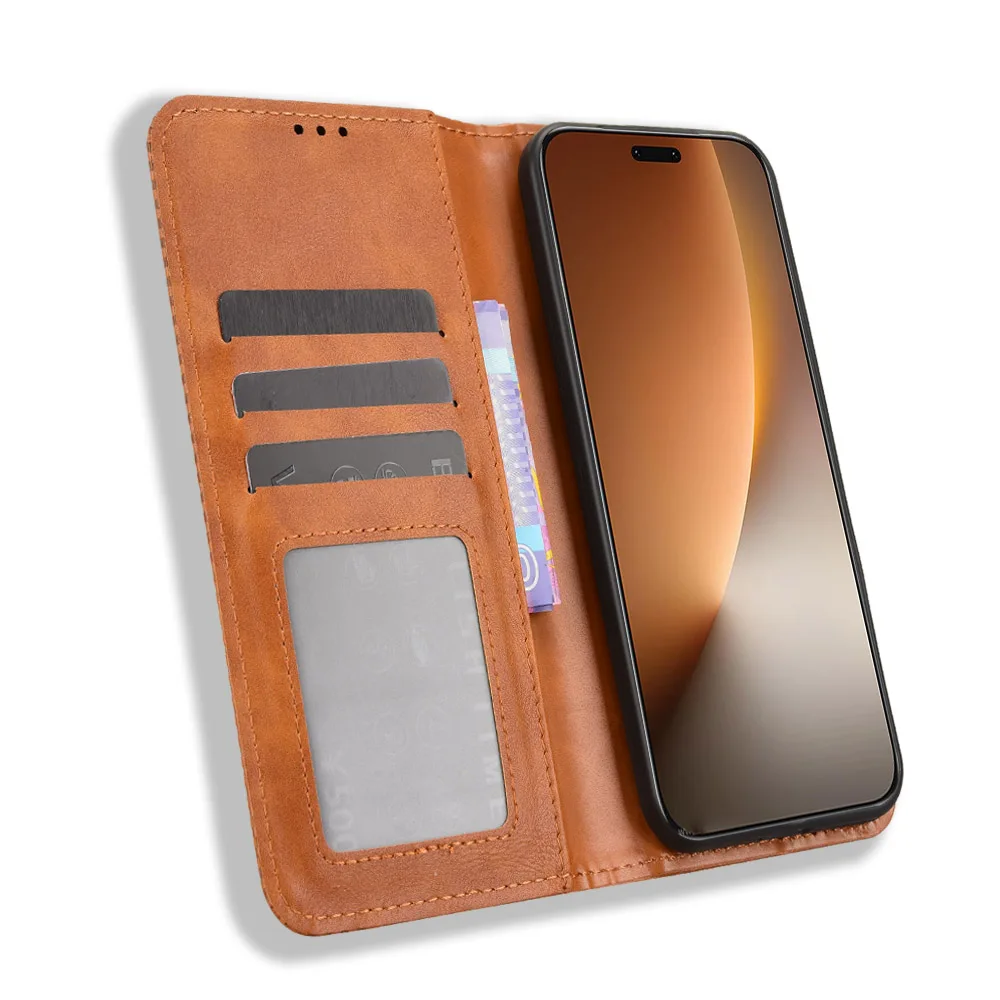 เคสโทรศัพท์สำหรับ OPPO Realme GT8 Pro 5G คุณภาพสูง ผลิตจากหนัง PU + TPU ป้องกันการกระแทก แบบพับได้ พร้อมช่องใส่บัตร