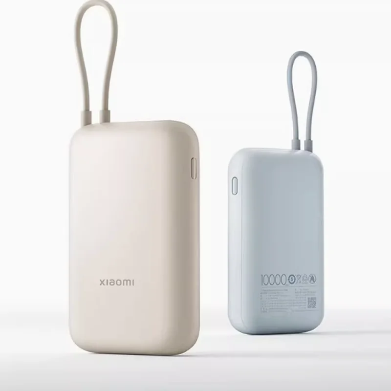 باور بانك Xiaomi بقدرة 10000 مللي أمبير في الساعة مع كابل شحن سريع مدمج ورفيع للغاية وصغير الحجم وسعة كبيرة للغاية ومحمول يعمل بنظام Android Apple