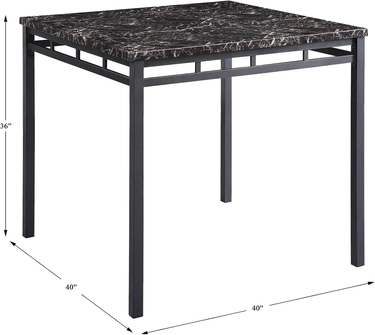 USA 5-Piece Pack Counter Height Dinette Set, Black 50% Polyester, 50% Polyurethane 2025 HOT