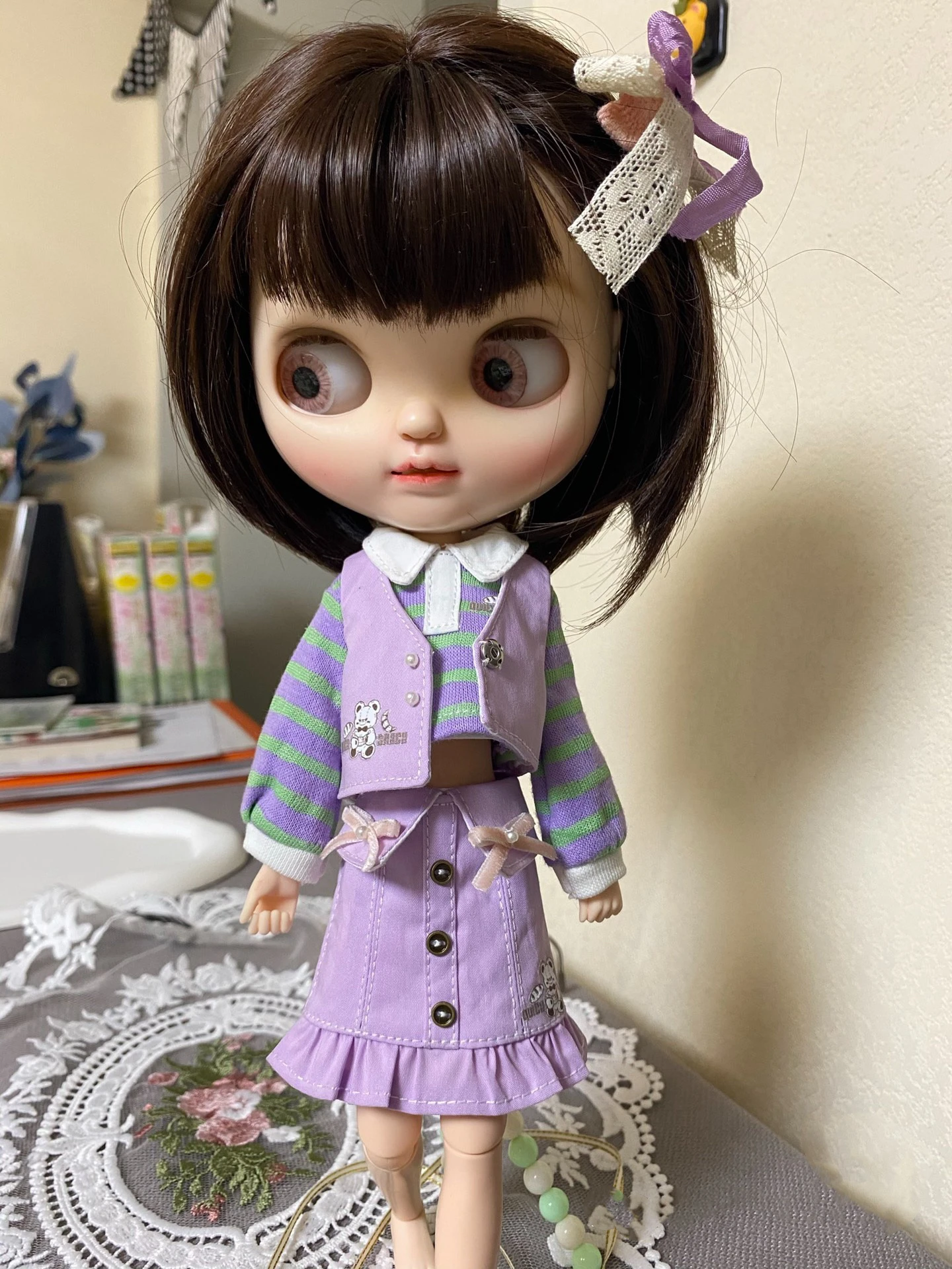 

BJD Blythe dress Clothes Light purple mixed with asymmetric vest skirt 1/6 30cm Dolls (Fit for Pullip,Ob24, ob22、Licca)