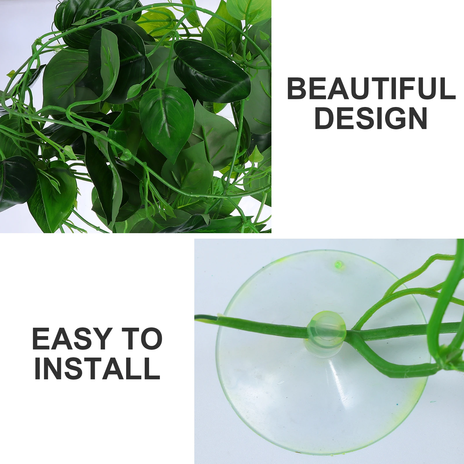 

Simulation Vine Leaves Reptile Terrarium Decor For Aquarium Pet Cage Artificial Plants Suction Cup Fake Vine Environmental