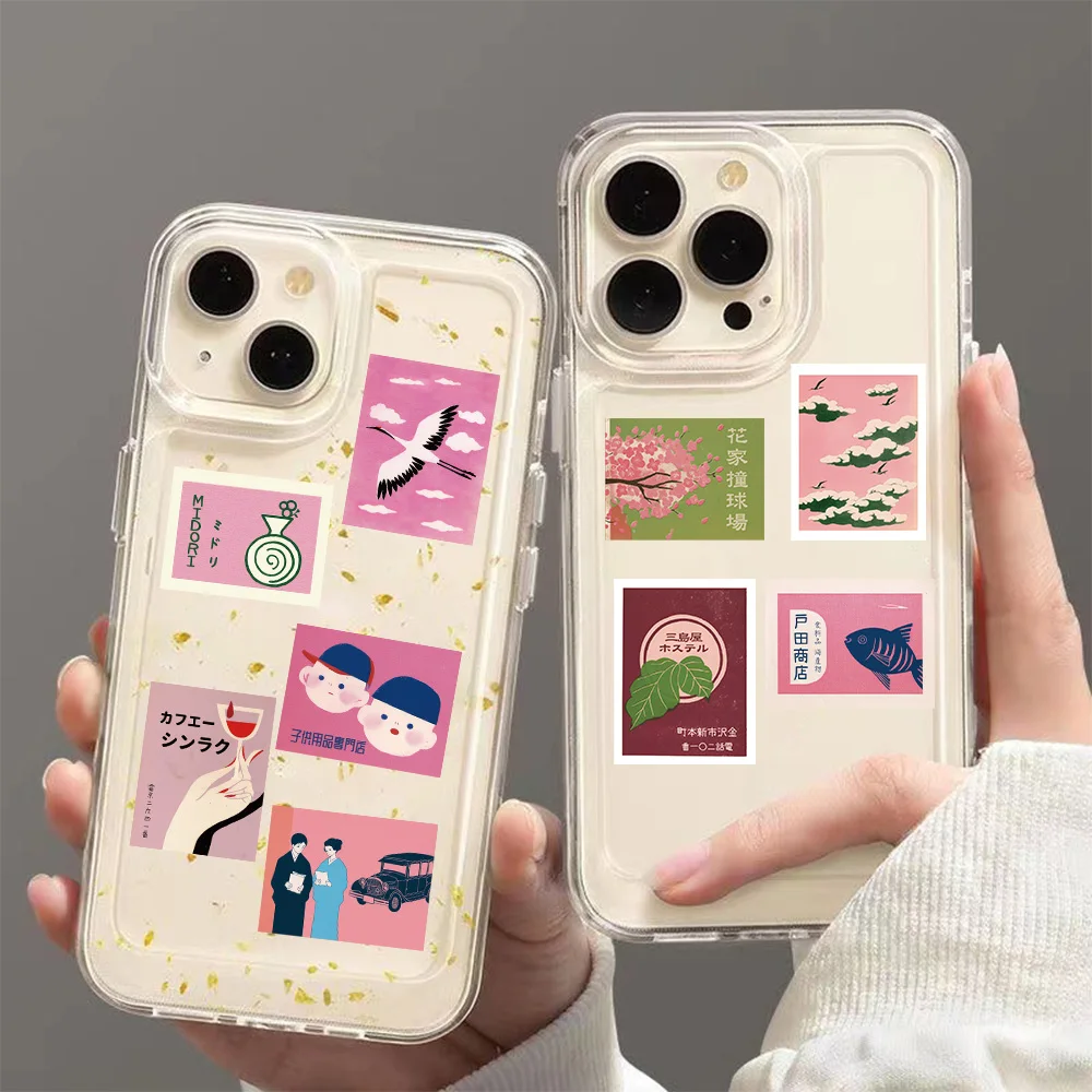 50/100 Uds. Pegatinas estéticas Retro japonesas rosas funda de teléfono equipaje guitarra monopatín taza de agua marco de imagen pegatinas DIY