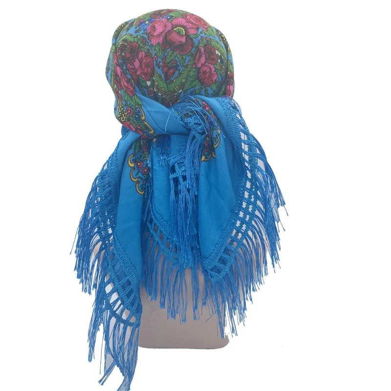 Russian Square Scarf Ethnic Style Retro Female Autumn and Winter Cotton Scarf Ladies Wrap Head Shawls and Wraps Women Foulard