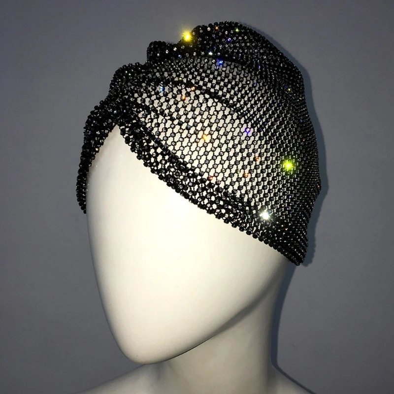 Tocado barra, gorro con diamantes imitación, cubierta para cabeza, joyería con purpurina para mujer, club nocturno