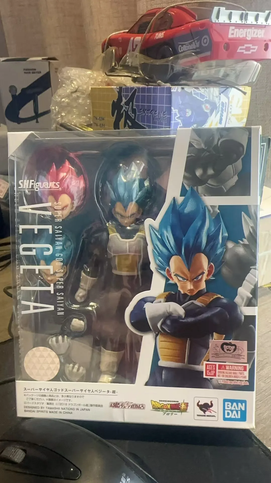 متوفر في المخزون الأصلي SH Figuarts SHF God Vegeta Beget Figura Pvc عمل نموذج لجسم لعبة أنيمي 1/12 هدية شعر أزرق أحمر #1