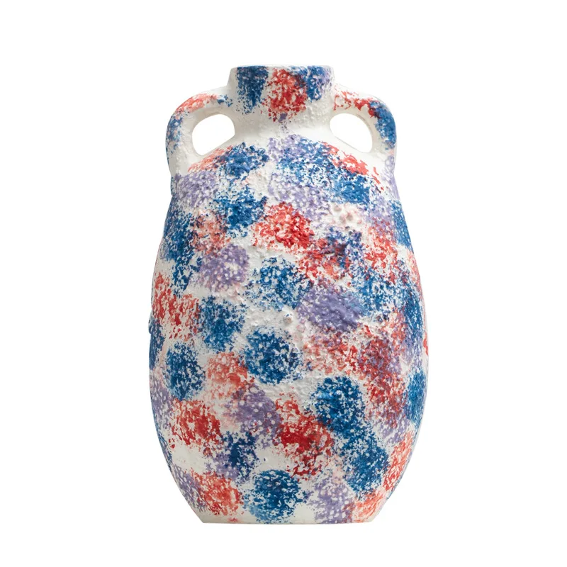 

LTT creative wabi-sabi style colorful ceramic vase for living room and homestay decoration with floral arrangements