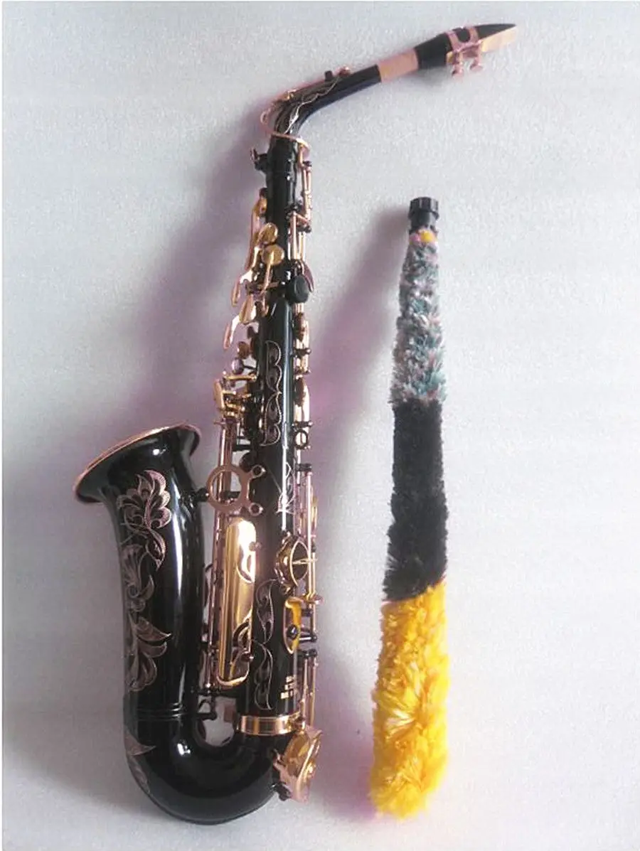 Black E-flat alto saxophone lacquered gold brass carved one-to-one craft manufacturing jazz instrument with case