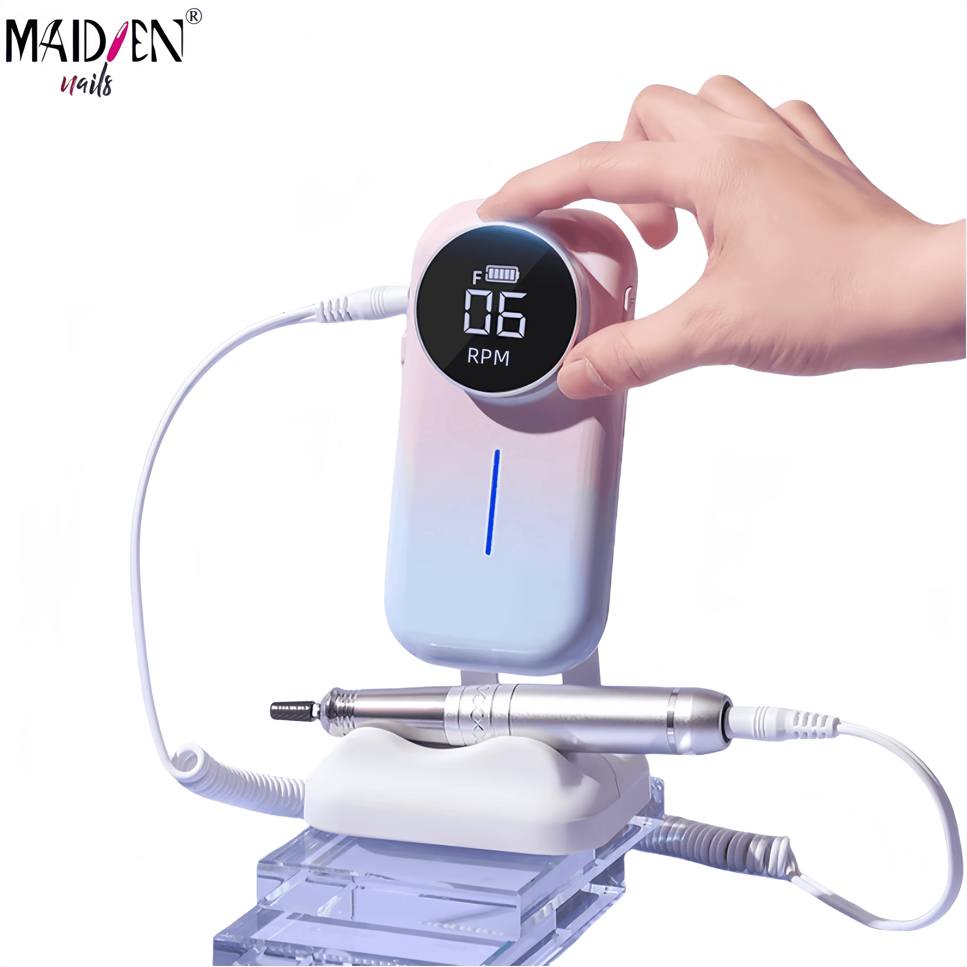 Maiden Nails Polisher Portable Type Rechargeable Compact Nail Drill Machine for Space Saving User-Friendly for Beginners