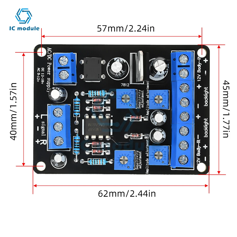 AC 9-12V/DC 12-18V VU Meter Driver Board Amplifier Pre-stage Electronic Tube Amplifier db Meter Level Meter Driver Module