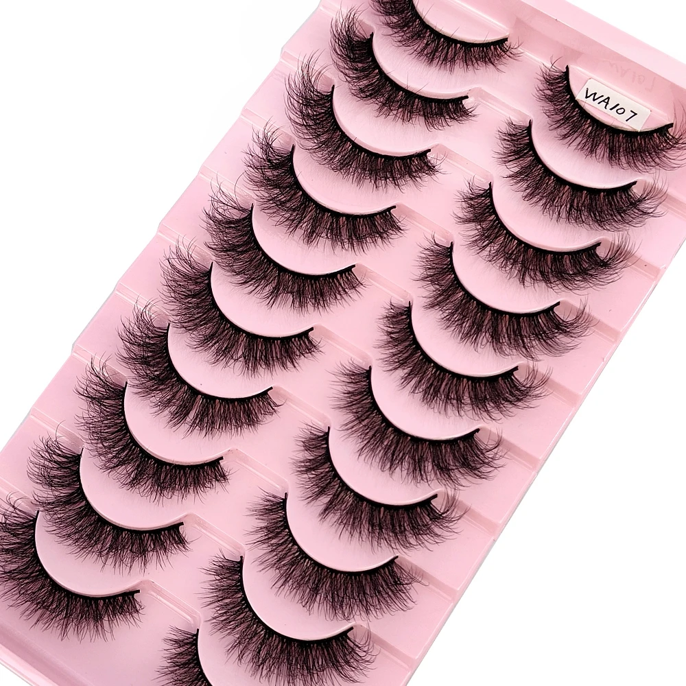 New 10Pairs 3D Faux Mink Hair False Eyelashes Natural Messy Eyelash Crisscross Wispy Fluffy Lashes Extension Big Eye Fake Lashes