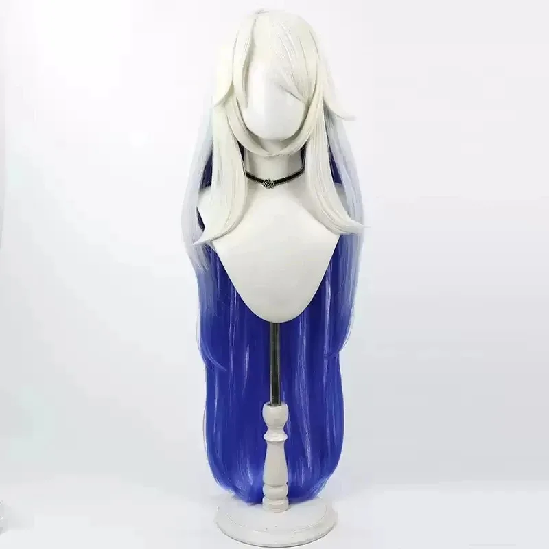 

NewHazbin Emily Wig Hotel Cosplay Seraphim Angel Halloween Costume Role Play Wigs Long Straight White Blue Gradient Synthetic Ha