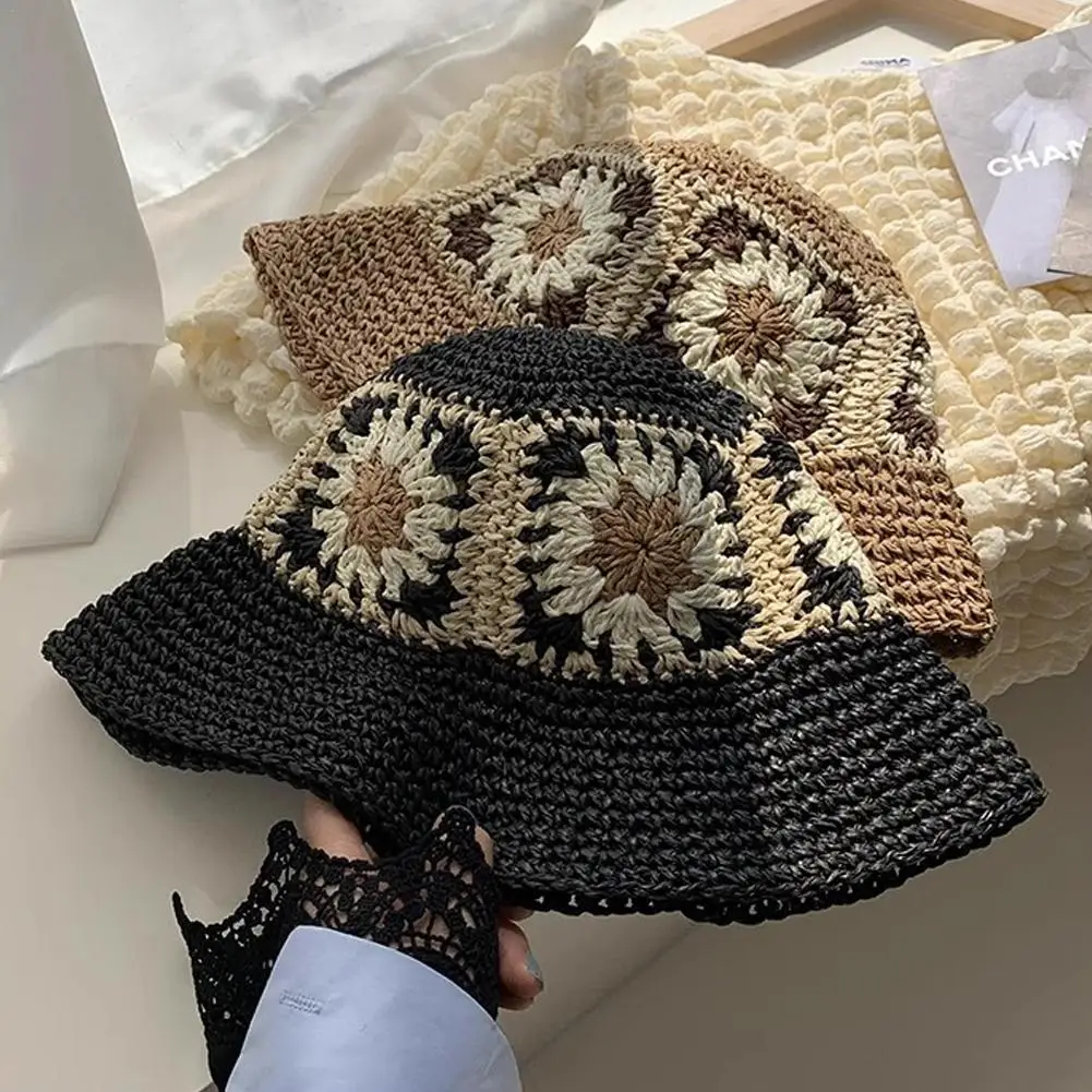 

Summer Straw Crochet Hat Bucket Cap For Women Spring Fish Hat Outdoor Autumn Ladies Hat Gift Wholesales