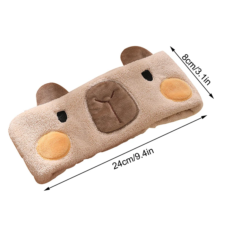 Cartoon Kapibala Coral Fleece Headband Quick Drying With Water Absorption Capybara Wash Face Headband Makeup Remover Hair Cover