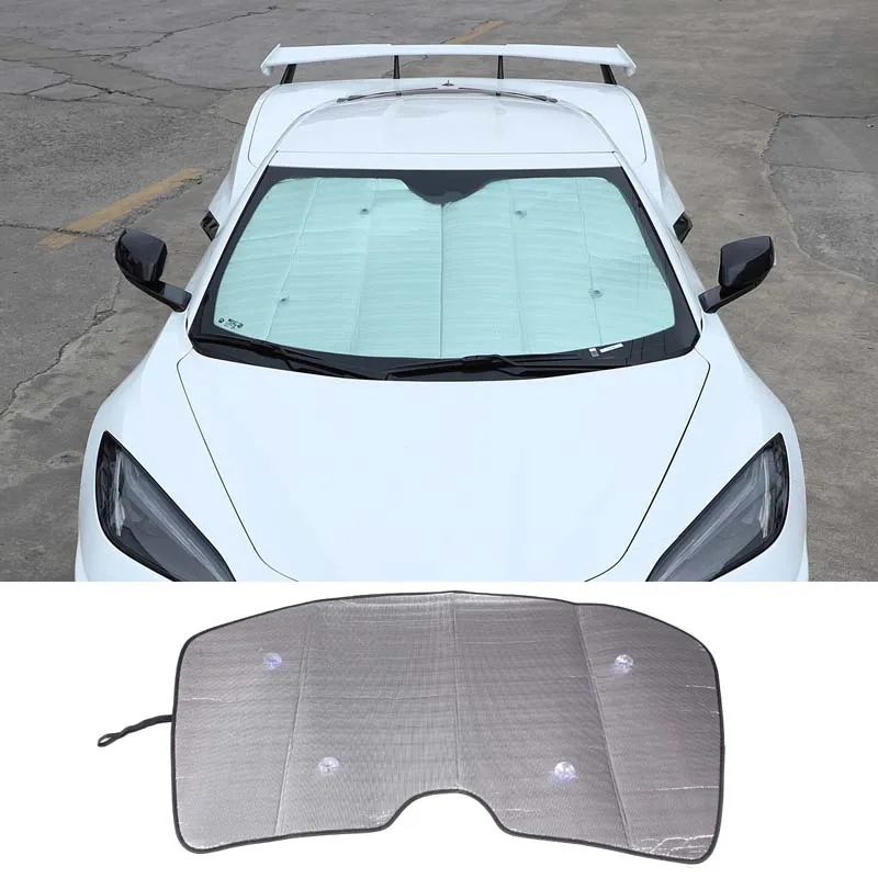 

Car Front Rear Windshield Foldable Sun Shade Visor Cover Anti UV Protector For Chevrolet Corvette C8 Stingray Z51 Z06 2020-2023