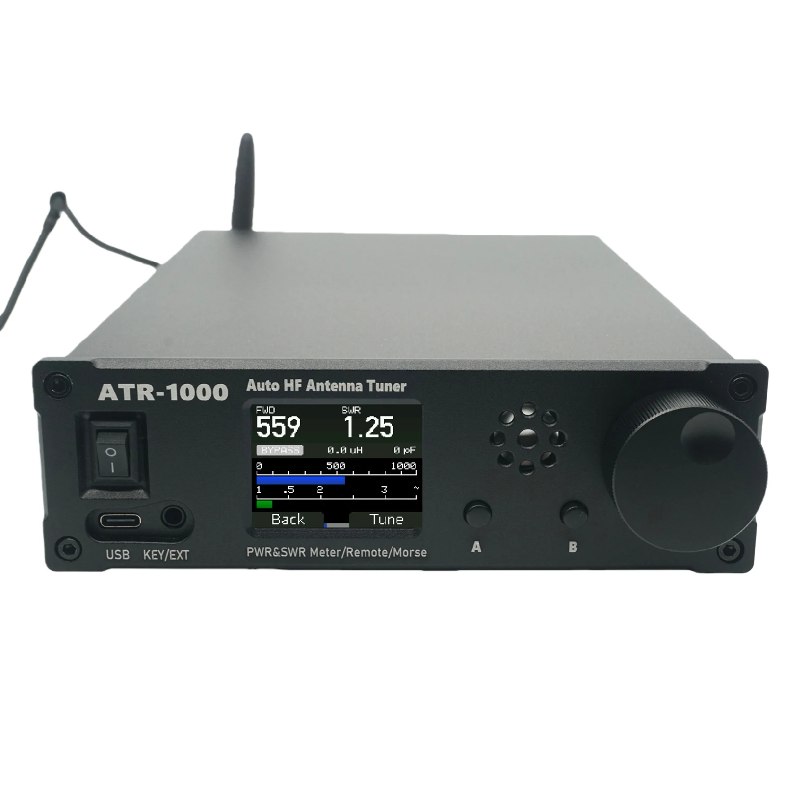 

AMNVOLT ATR1000 1000W 1.8-30MHz Automatic Antenna Tuner 1.8In TFT Screen Antenna Auto Tuner 3 Modes WIFI Remote Control Support