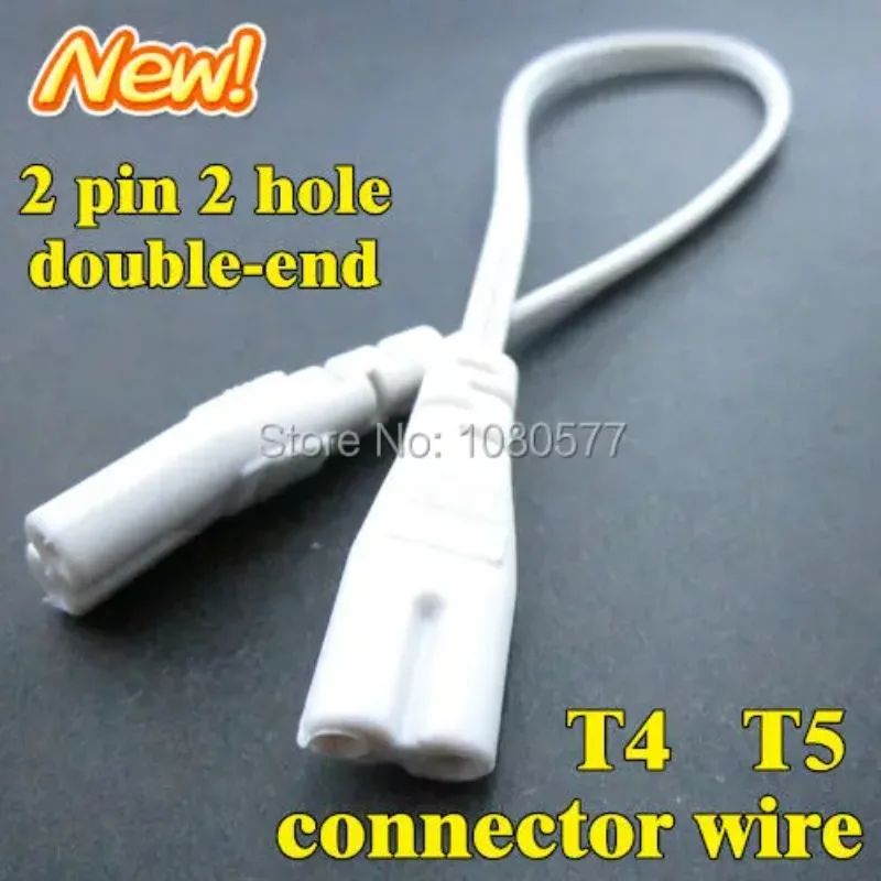 

20pcs/lot T4 T5 LED Connector White Cable 2 pin Double-end 300mm For T4 T5 T8 Led Tube Lamp Lighting Connecting