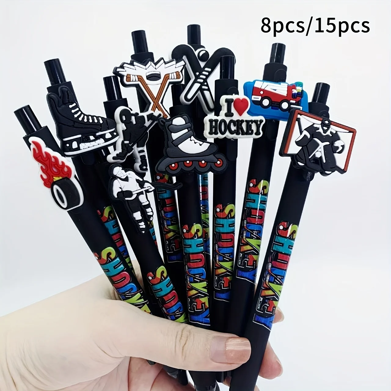 

8pcs/15pcs Black Ice Hockey Creative Gift Ballpoint Pen Roller Skating Styling Signature Pen