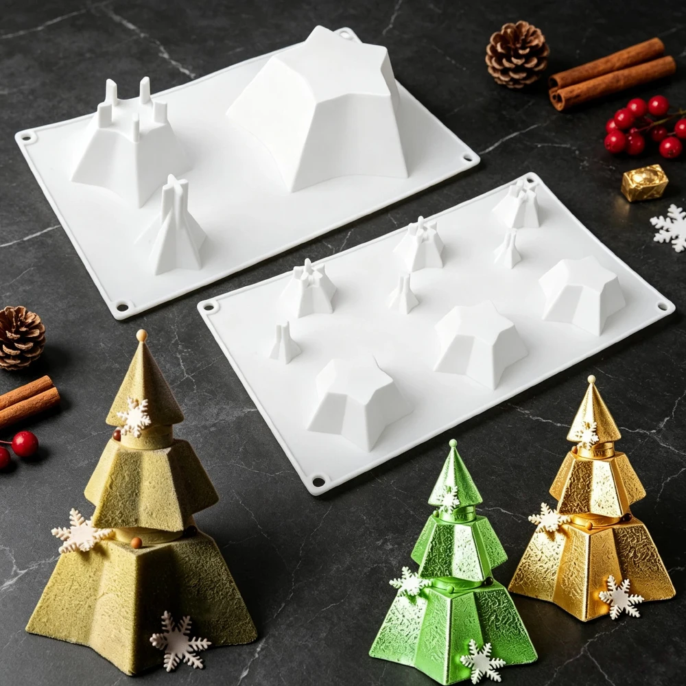 Weihnachtsstern-Kombinations-Silikonform für Mousse-Kuchen, Schokolade, Pudding, Dessert, Backen, Kreative Kerzen- und Handgemachte Seifenform